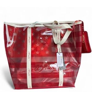 Ed Hardy Red and White Transparent Tote